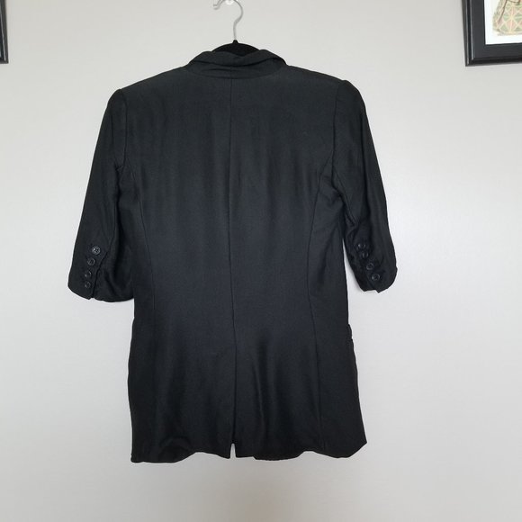Elizabeth and James Black Ruched 3/4 Sleeve Blazer - Picture 4 of 8